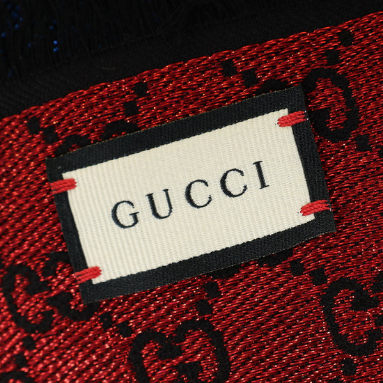 Gucci Black Multicolor Rainbow GG Wool Lane Scarf 130