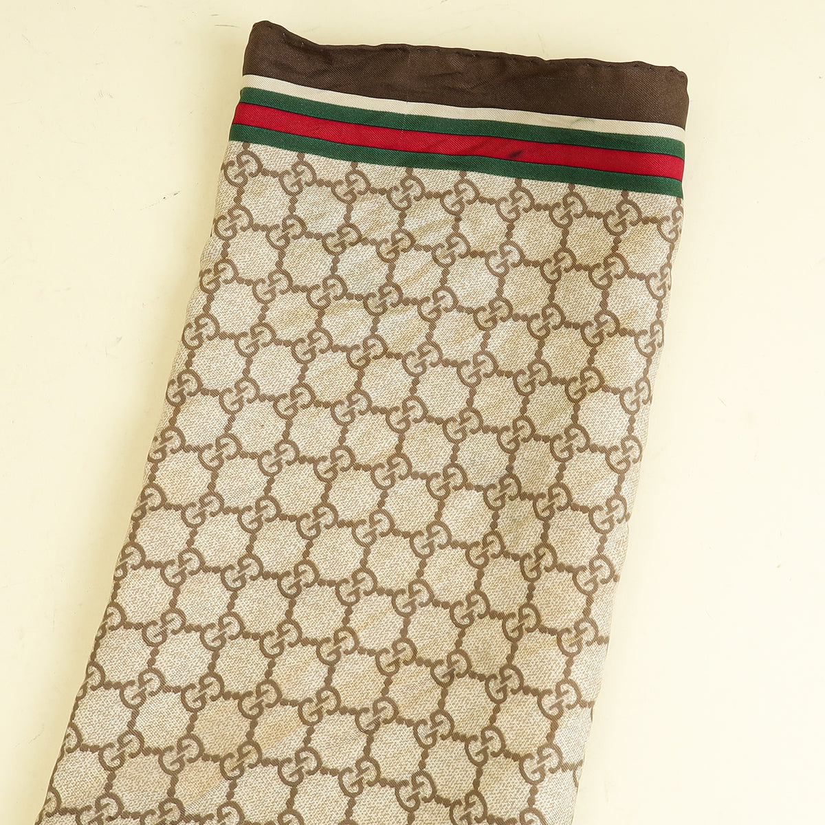 Gucci Light Brown Multicolor GG Horsebit Print Square Scarf