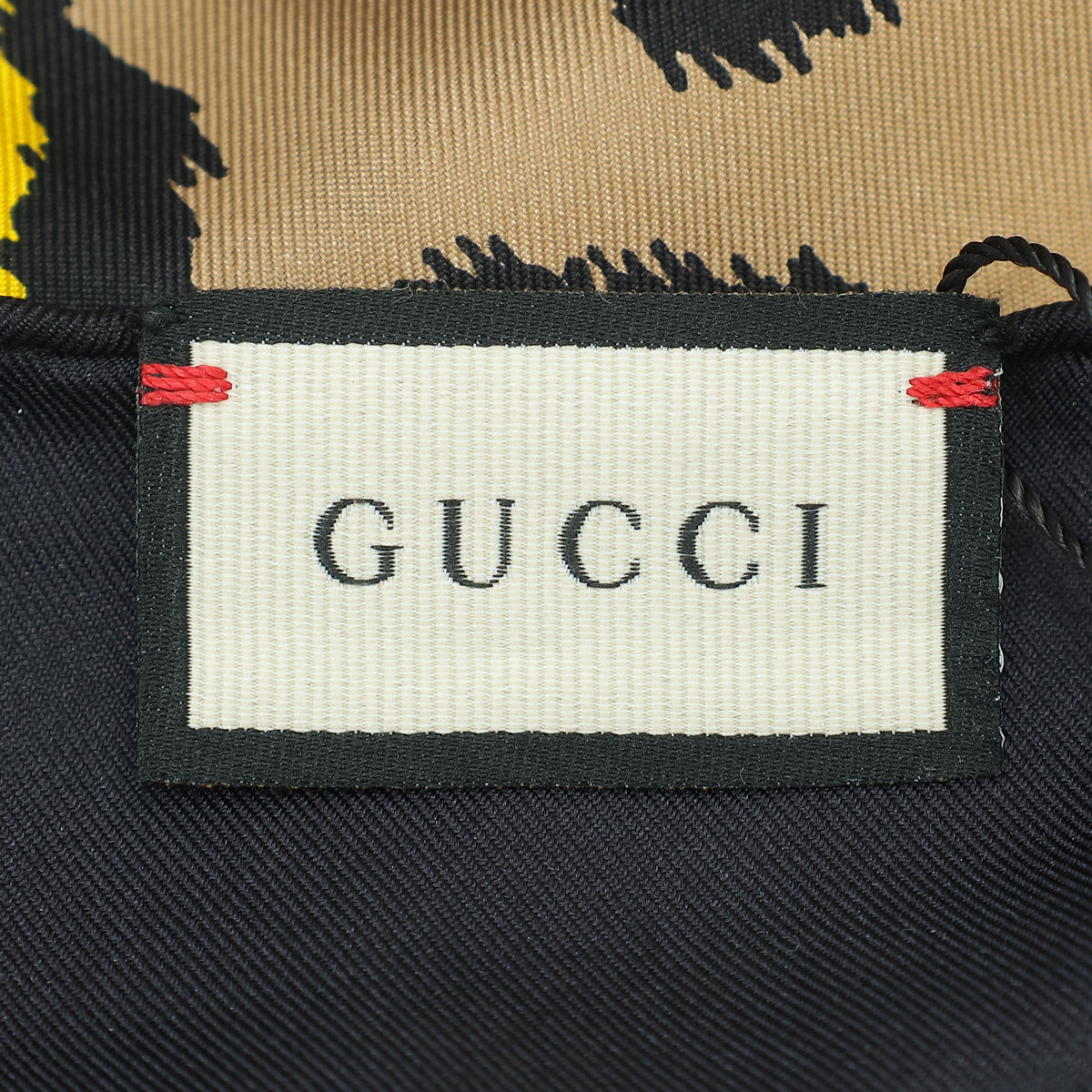Gucci Tricolor Logo Disco Leopard Square Silk Scarf
