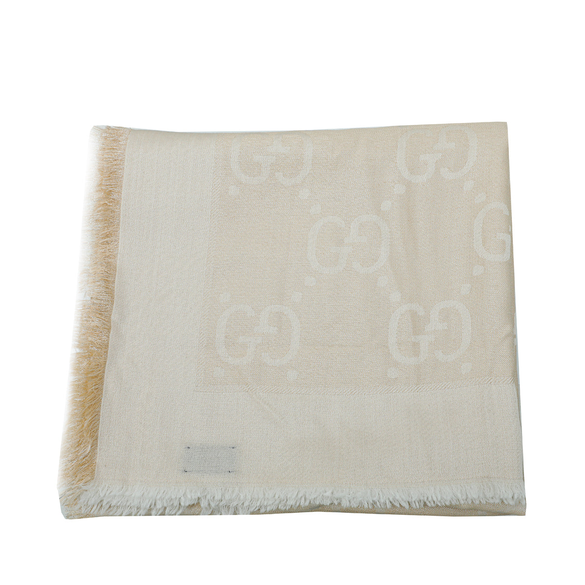 Gucci Champaign Metallic Silver GG Lamé Jacquard Shawl