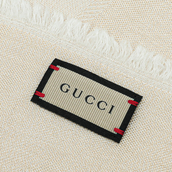 Gucci Champaign Metallic Silver GG Lamé Jacquard Shawl