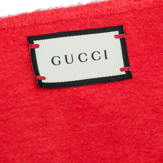 Gucci Red Sequin Guccify Fringe Scarf