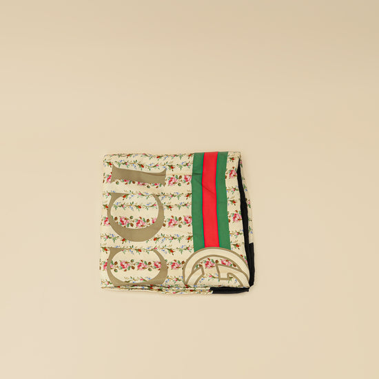 Gucci Multicolor Floral GG Web Print Scarf-Gucci-THE CLOSET