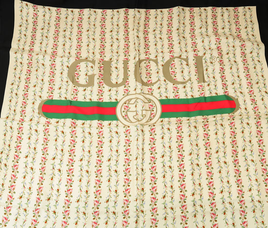 Gucci Multicolor Floral GG Web Print Scarf-Gucci-THE CLOSET