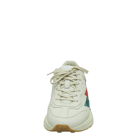 Gucci Cream White Rhyton Web Print Sneaker 7
