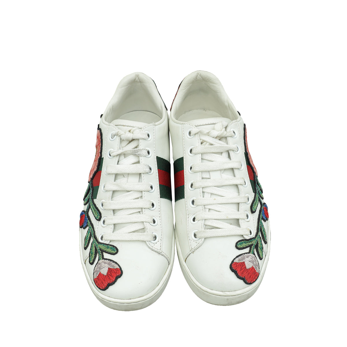 Gucci White Ace Floral Embroidered Sneaker 36