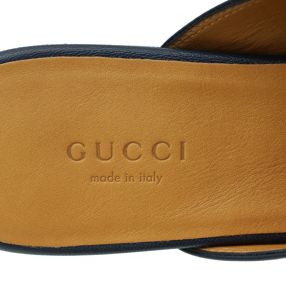 Gucci Navy Blue Princetown Mules 35.5
