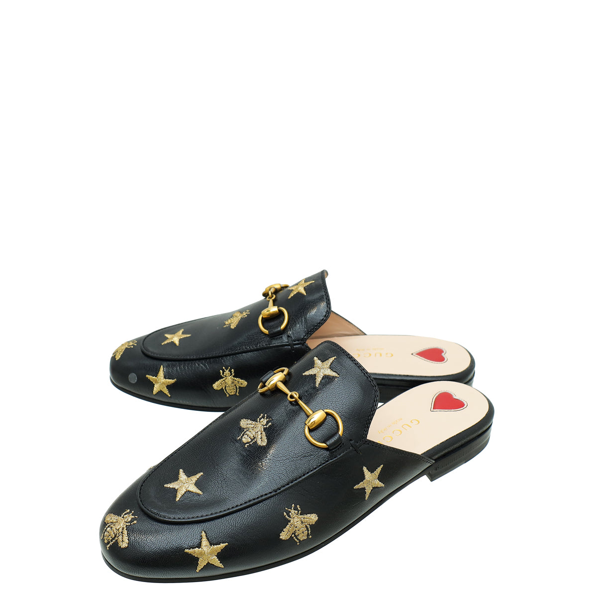 Gucci Bicolor Bee Star Princetown Mules 35-Gucci-THE CLOSET