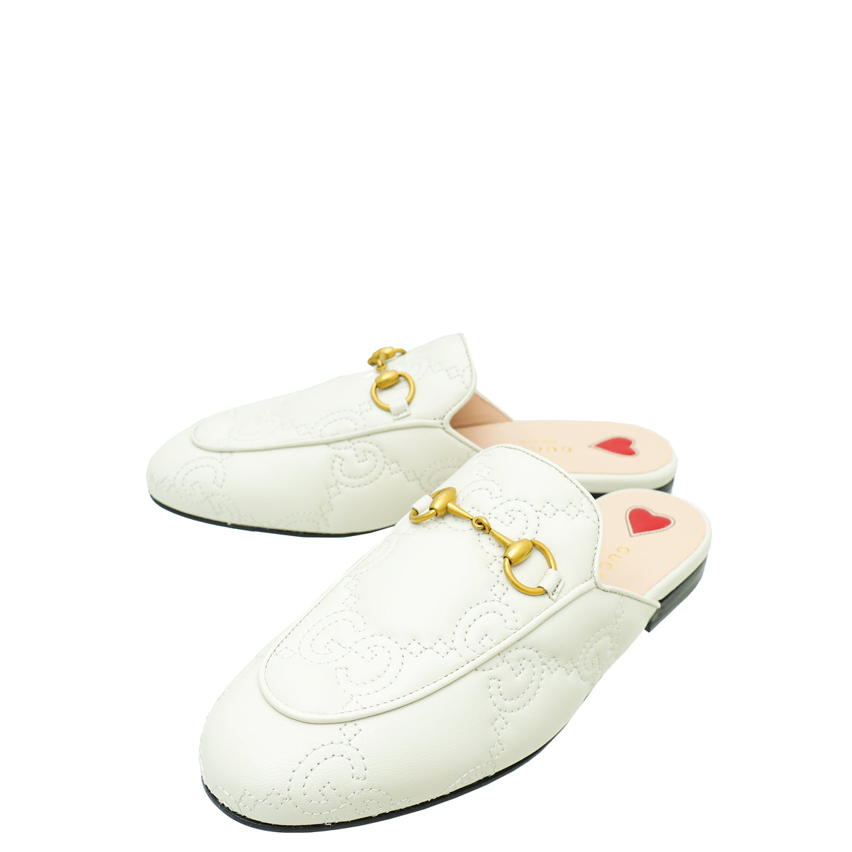 Gucci White GG Jumbo Embossed Princetown Mules 36.5-Gucci-THE CLOSET