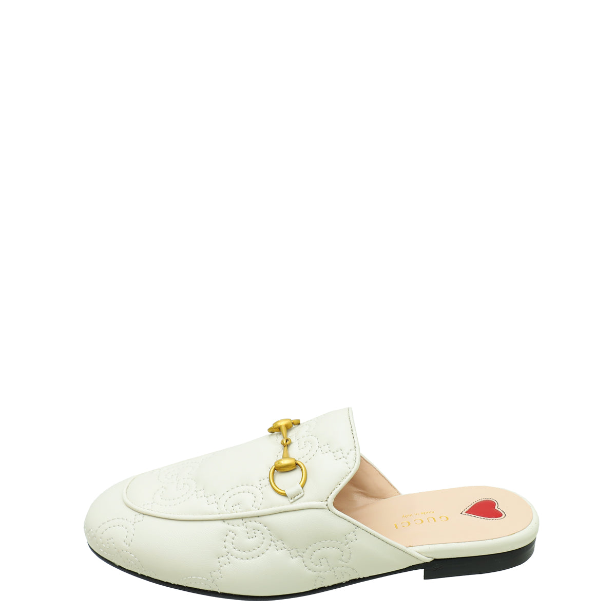 Gucci White GG Jumbo Embossed Princetown Mules 36.5