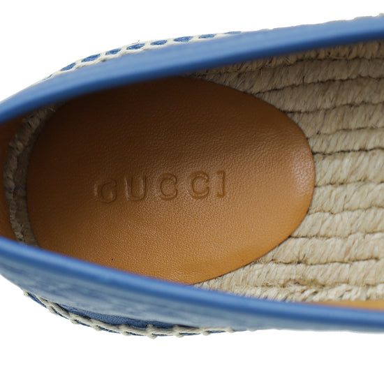 Gucci Blue Microguccissima Flat Espadrille 37.5