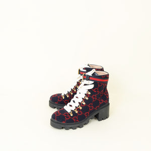 Gucci Bicolor GG Combat Ankle Boots 37