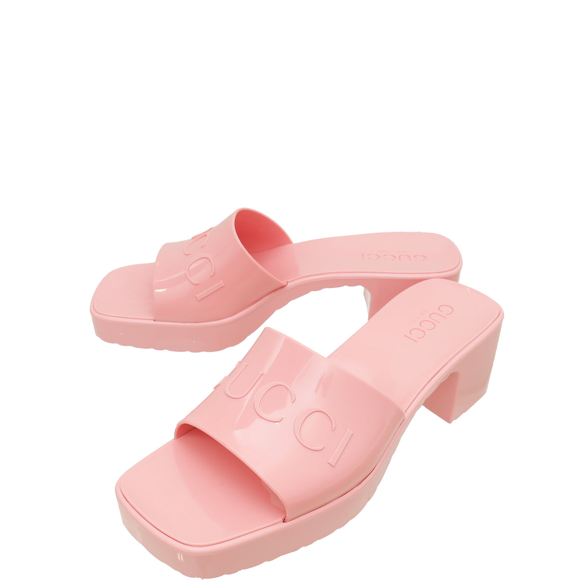 Gucci Pink Logo Rubber Slide Sandal 37-Gucci-THE CLOSET