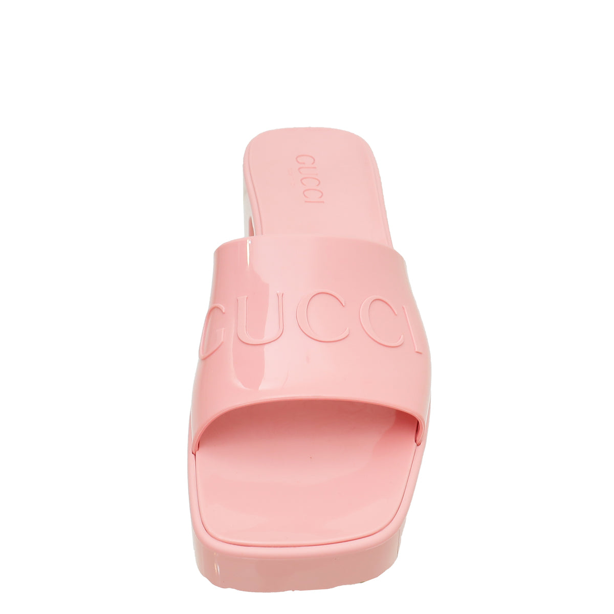 Gucci Pink Logo Rubber Slide Sandal 37-Gucci-THE CLOSET
