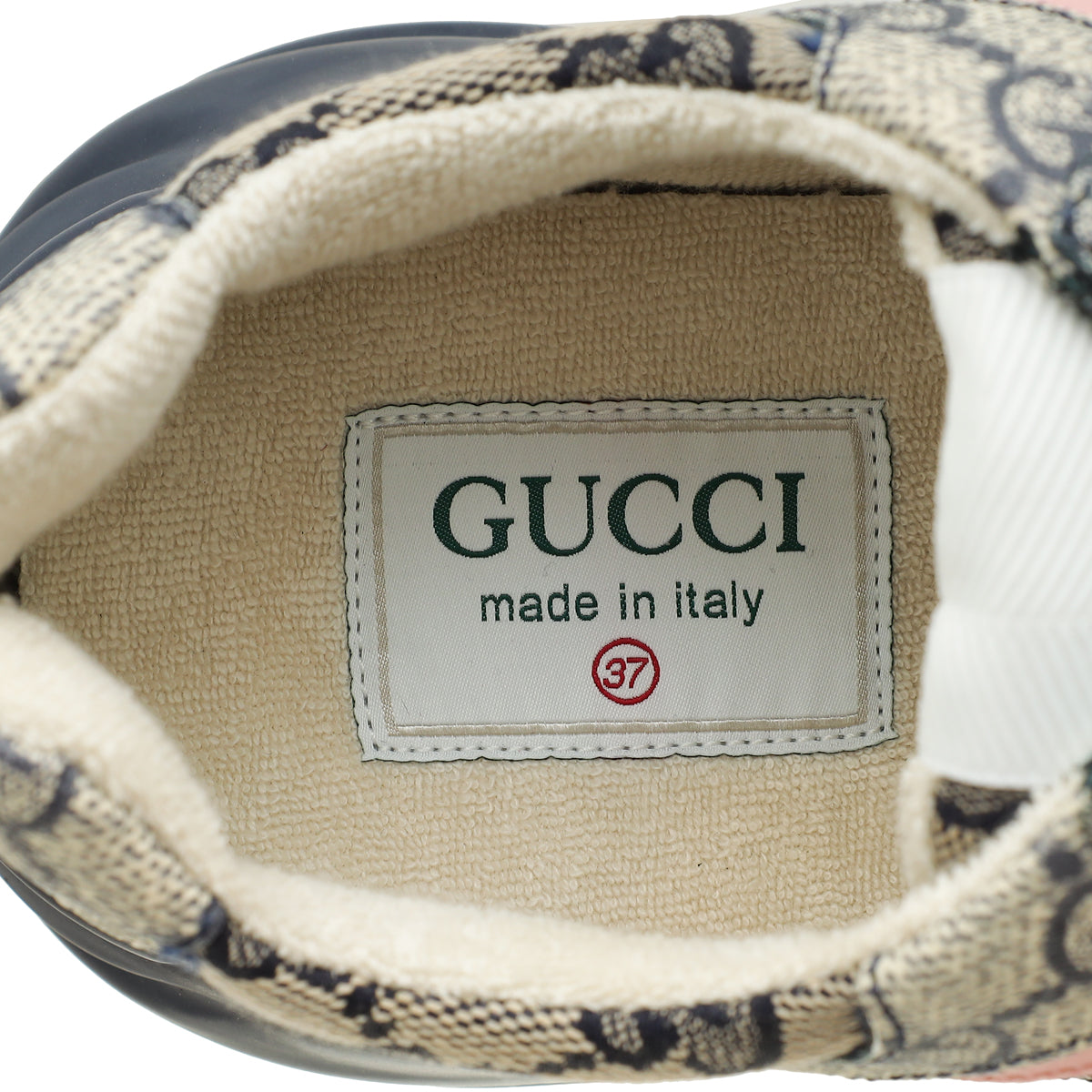 Gucci Ebony Multicolor GG Supreme Rhyton Sneaker 37