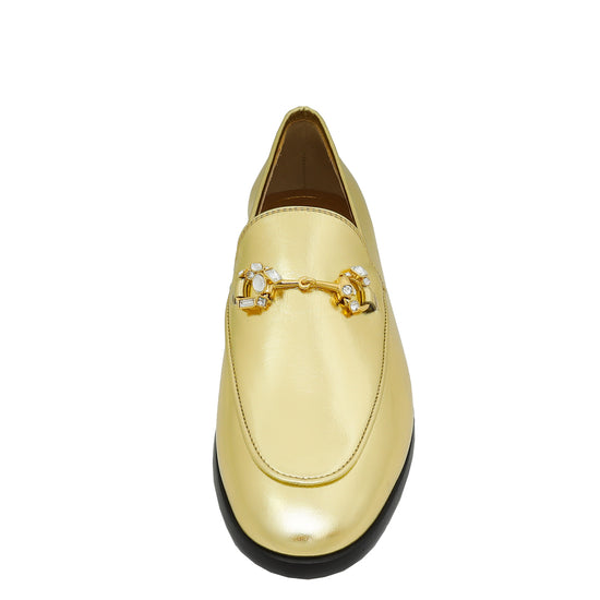 Gucci Gold Jordaan Crystal Loafer 37