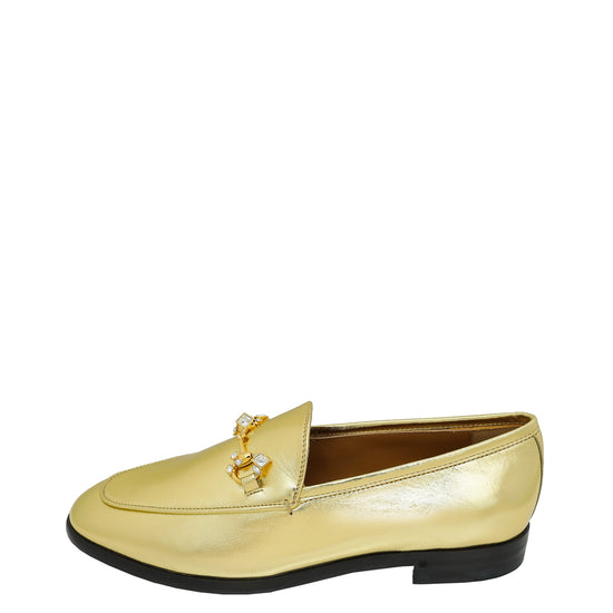 Gucci Gold Jordaan Crystal Loafer 37-Gucci-THE CLOSET