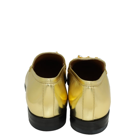 Gucci Gold Jordaan Crystal Loafer 37-Gucci-THE CLOSET