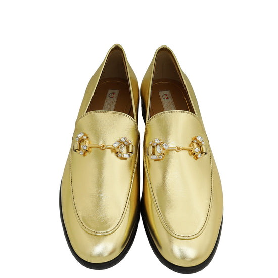 Gucci Gold Jordaan Crystal Loafer 37-Gucci-THE CLOSET