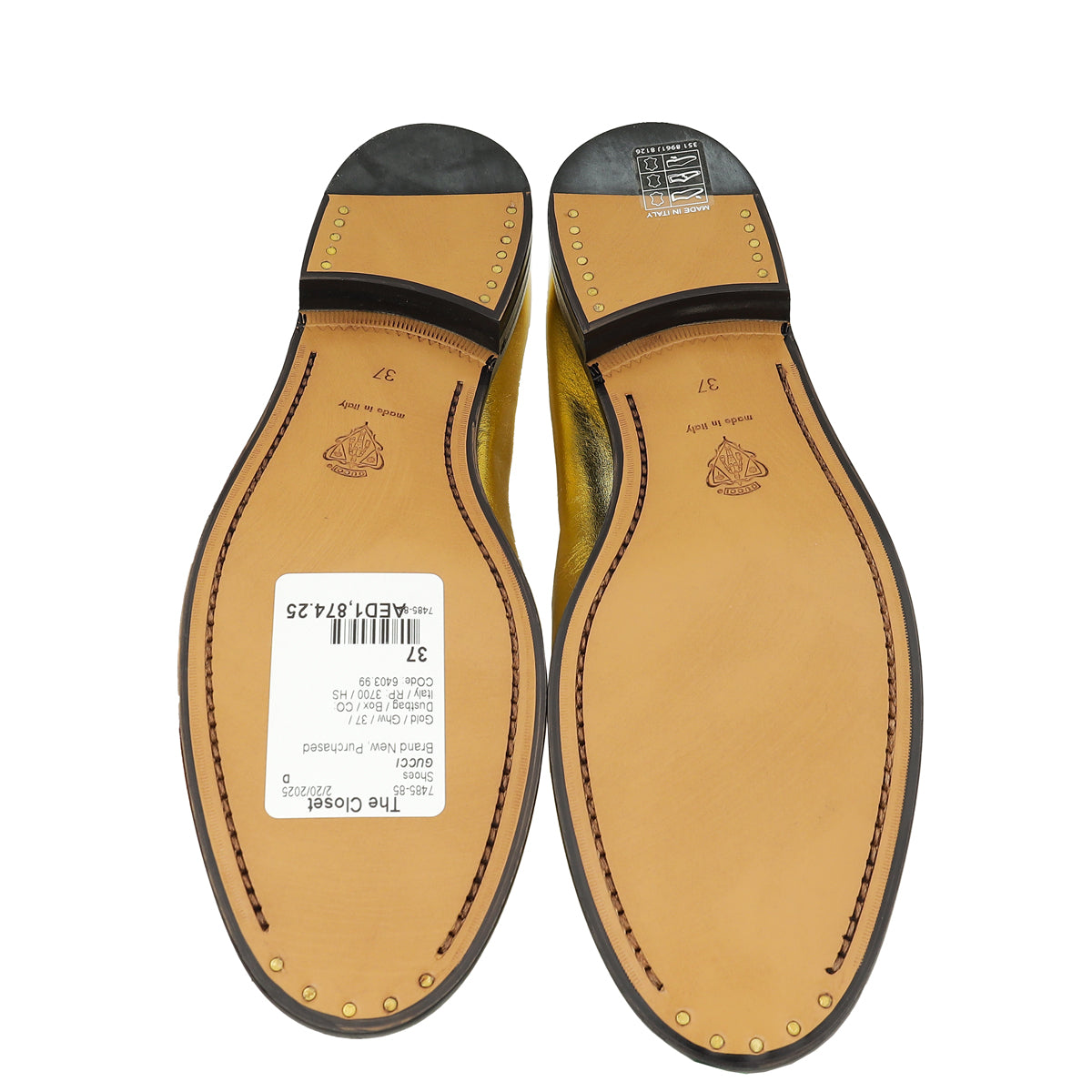 Gucci Gold Jordaan Crystal Loafer 37-Gucci-THE CLOSET