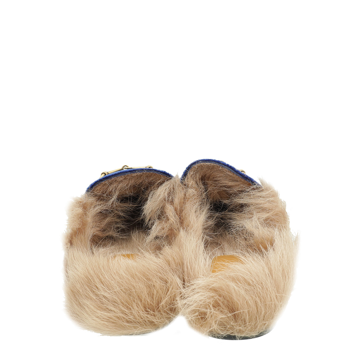 Gucci Blue Velvet Fur Princetown Mules 38