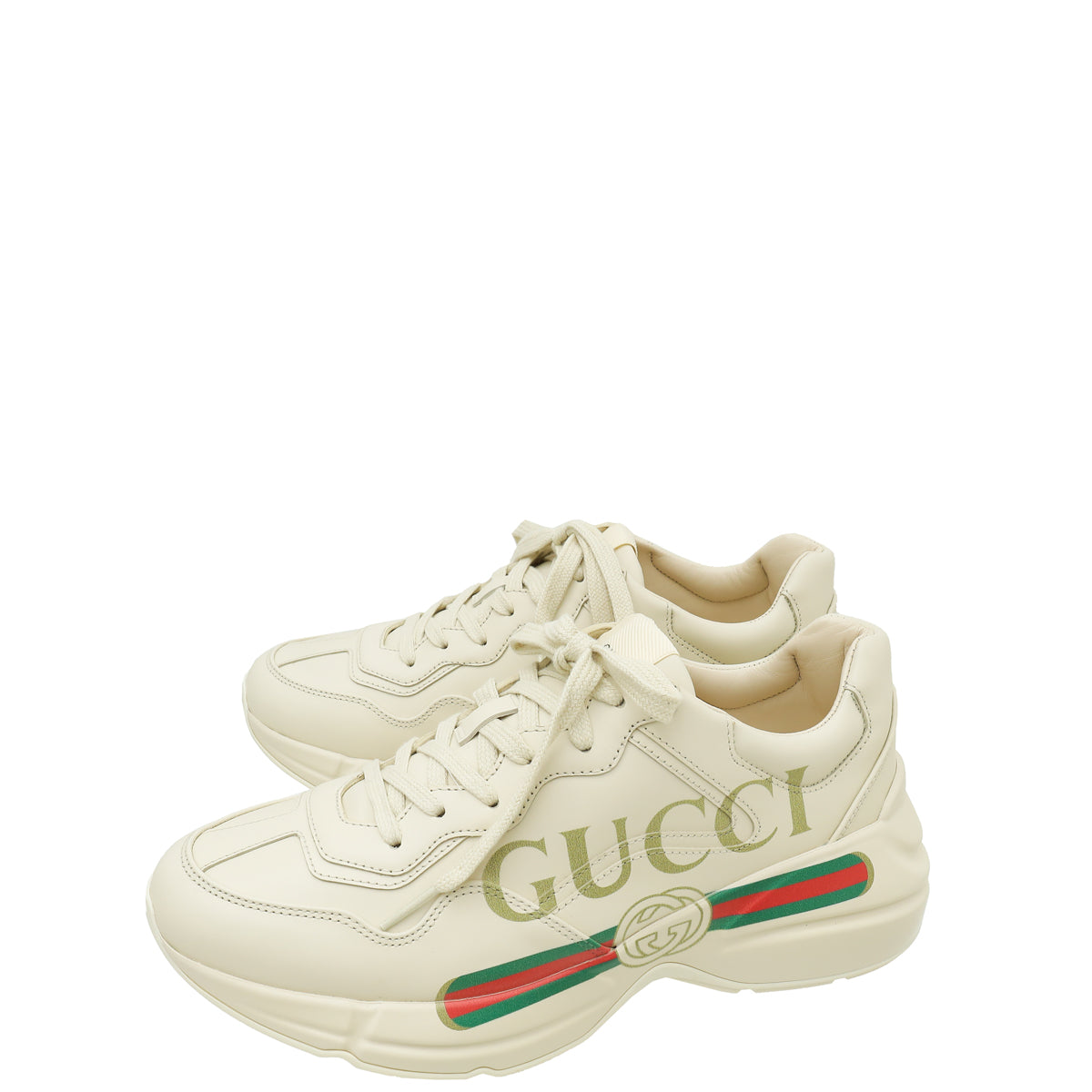 Gucci Ivory Logo Rhyton Trainer Sneakers 39.5