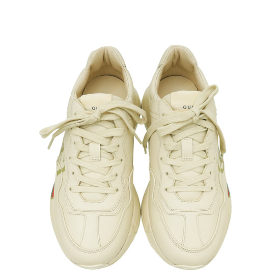 Gucci Ivory Logo Rhyton Trainer Sneakers 39.5