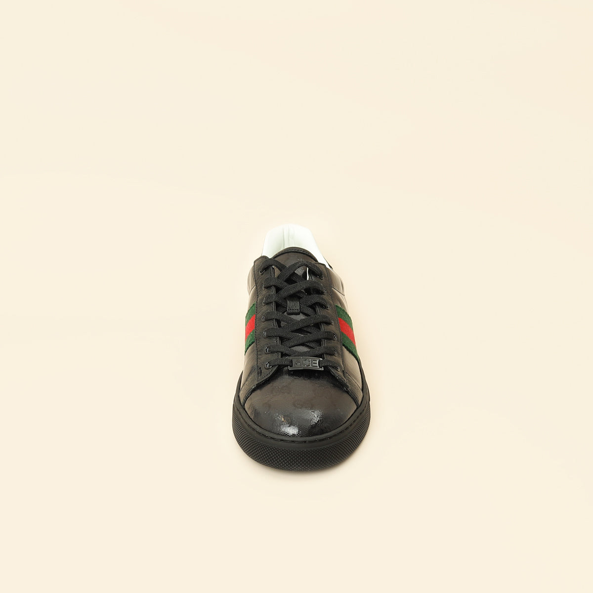 Gucci Black GG Crystal Ace Trainer w/ Web 40.5-Gucci-THE CLOSET