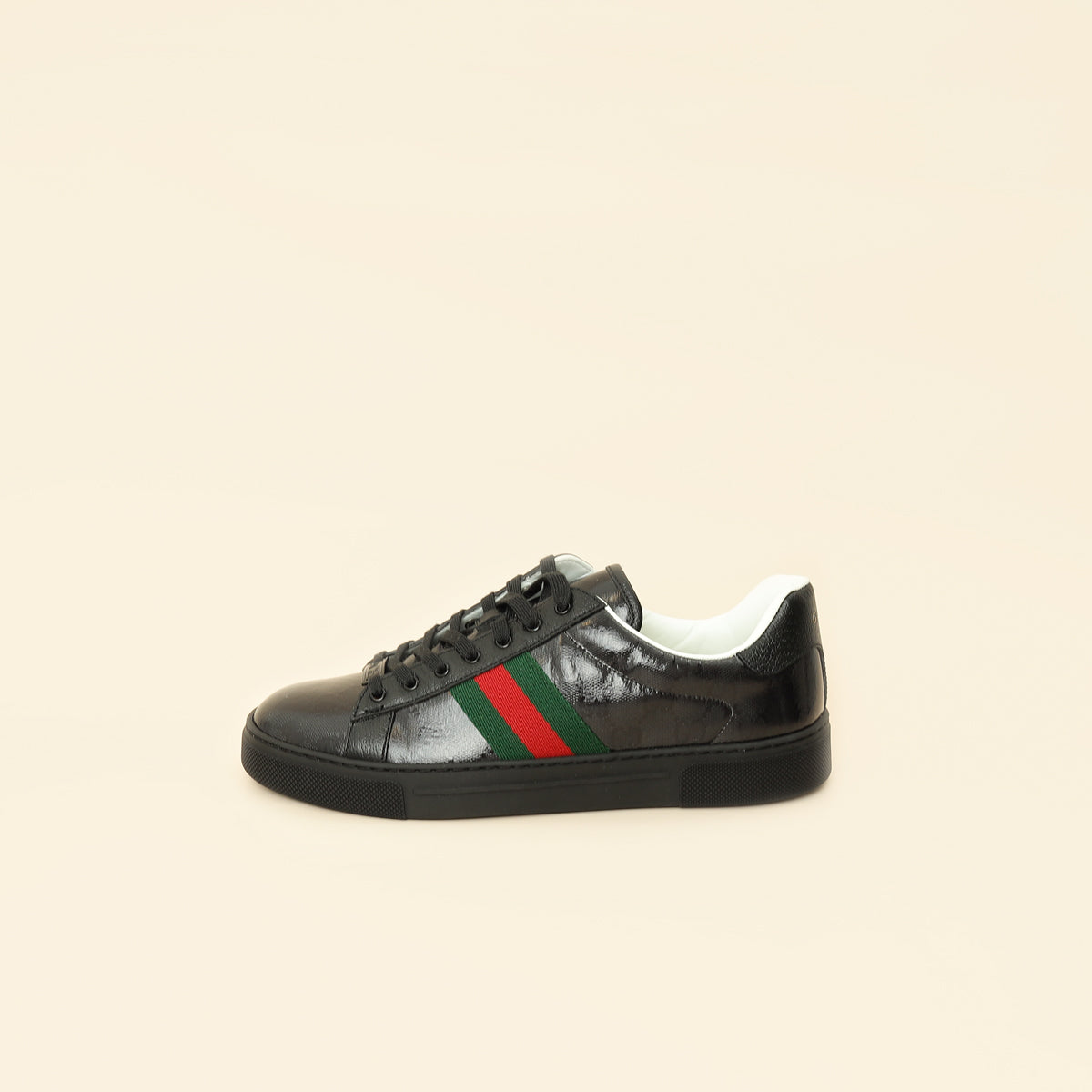 Gucci Black GG Crystal Ace Trainer w/ Web 40.5-Gucci-THE CLOSET