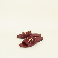 Gucci Burgundy Horsebit Flat Slides 41