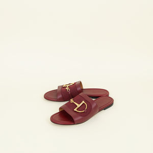 Gucci Burgundy Horsebit Flat Slides 41