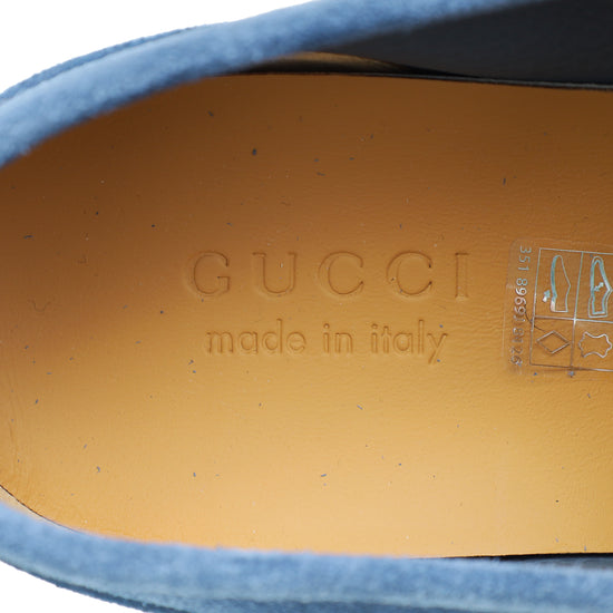 Load image into Gallery viewer, Gucci Blue Horsebit Suede Men&amp;#39;s Loafer 8.5
