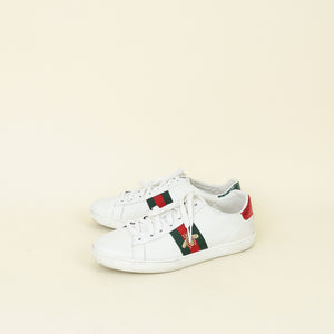 Gucci White Bee Embroidered Ace Sneakers 38