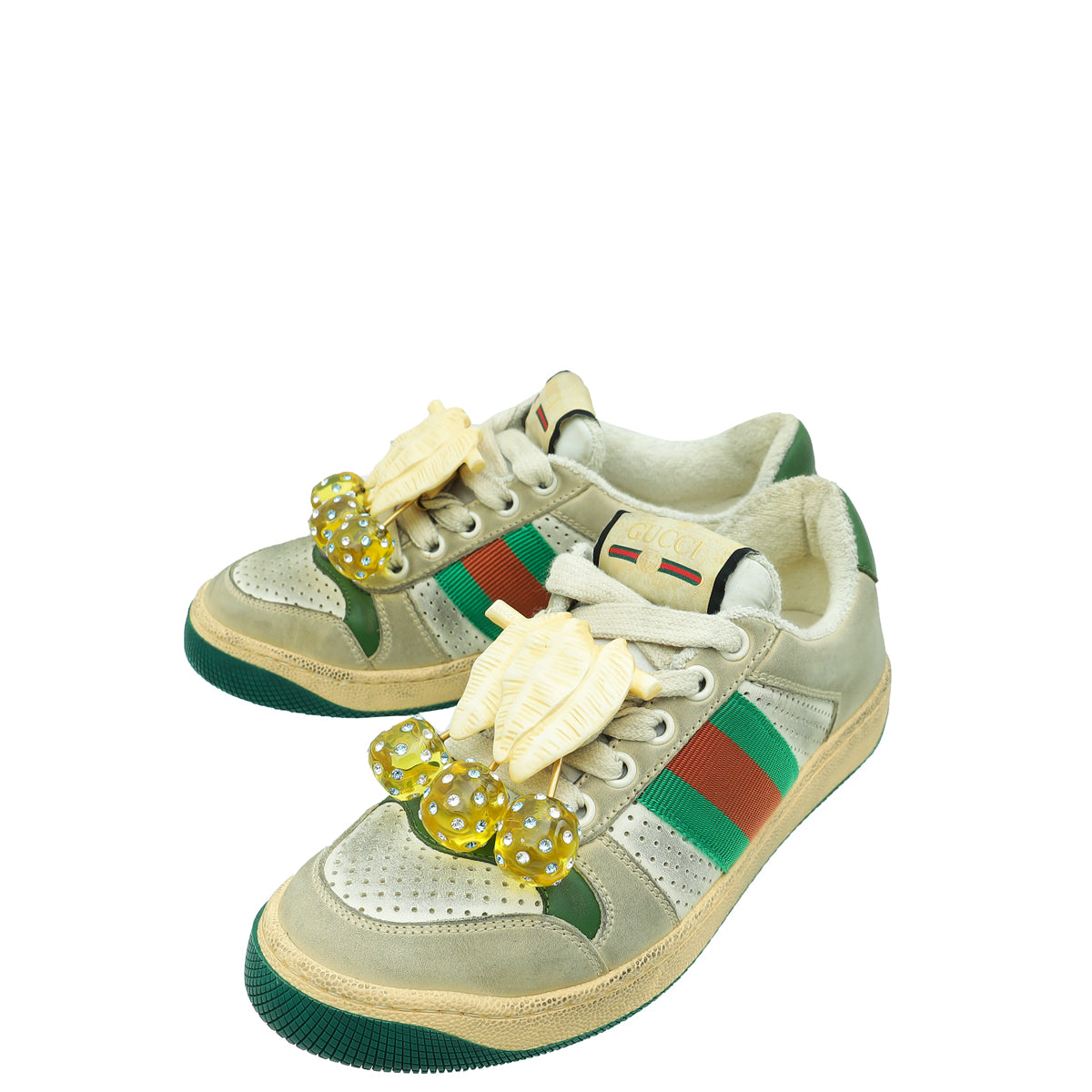 Gucci Dusty White Cherries Screener Sneakers 34-Gucci-THE CLOSET