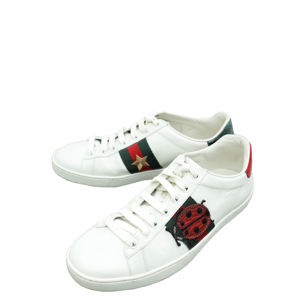 Gucci White Ace Pineapple x Ladybug Embroidered Sneakers 35.5