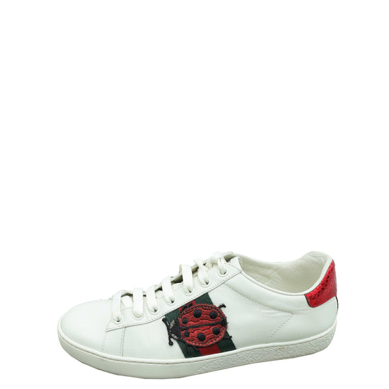 Gucci White Ace Pineapple x Ladybug Embroidered Sneakers 35.5