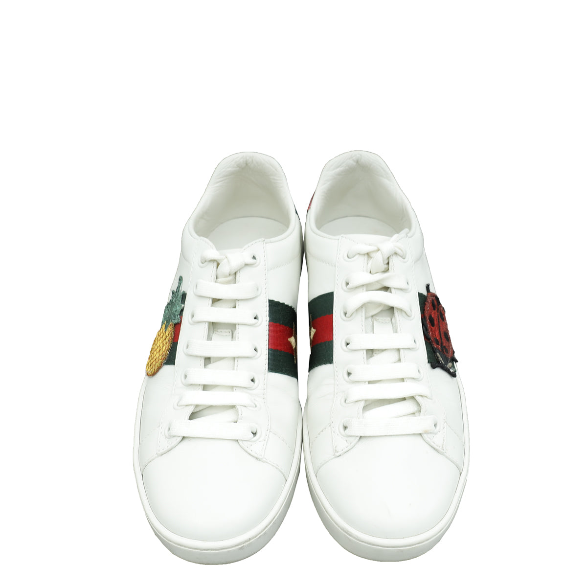 Gucci White Ace Pineapple x Ladybug Embroidered Sneakers 35.5