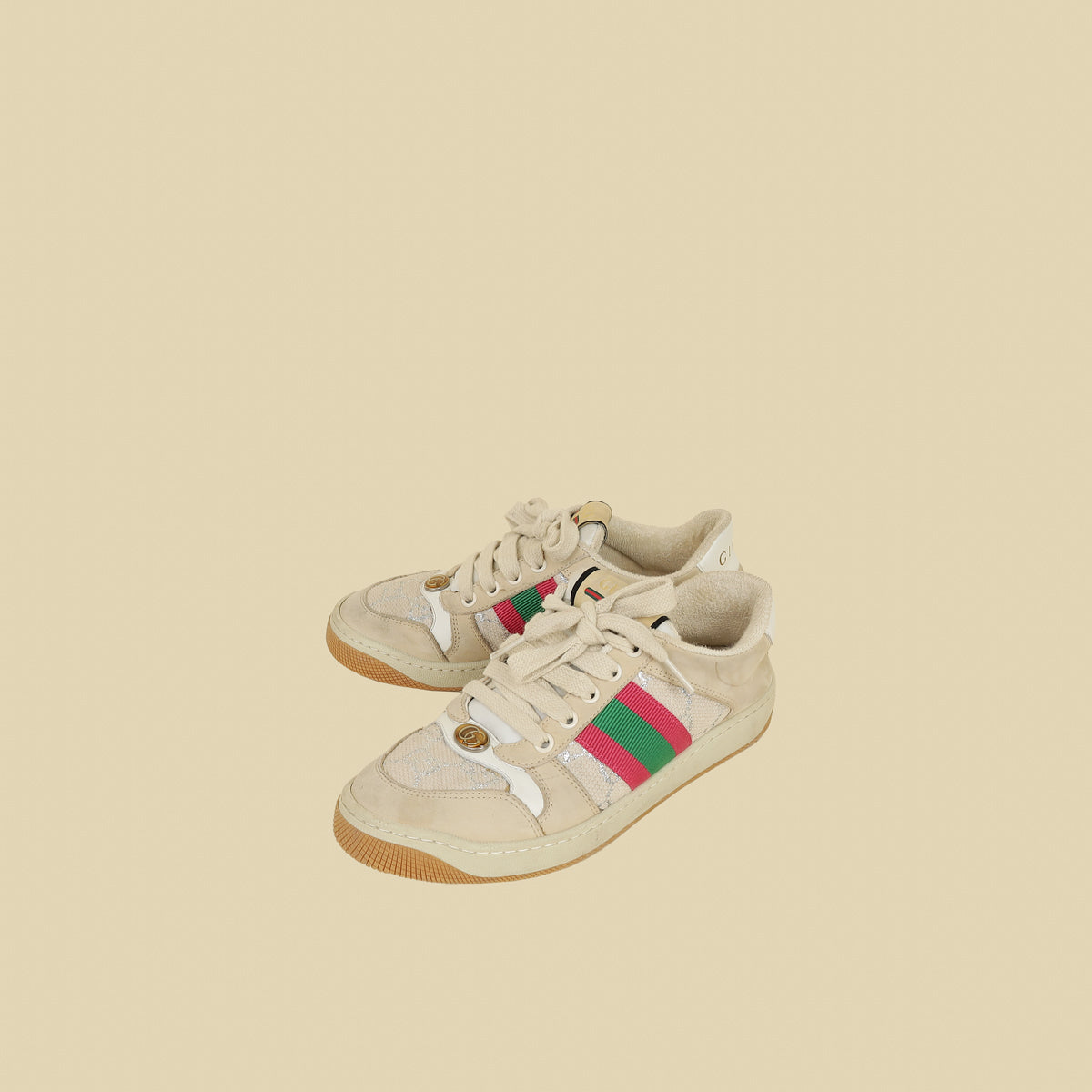 Gucci Beige GG Screener Sneaker 35-Gucci-THE CLOSET