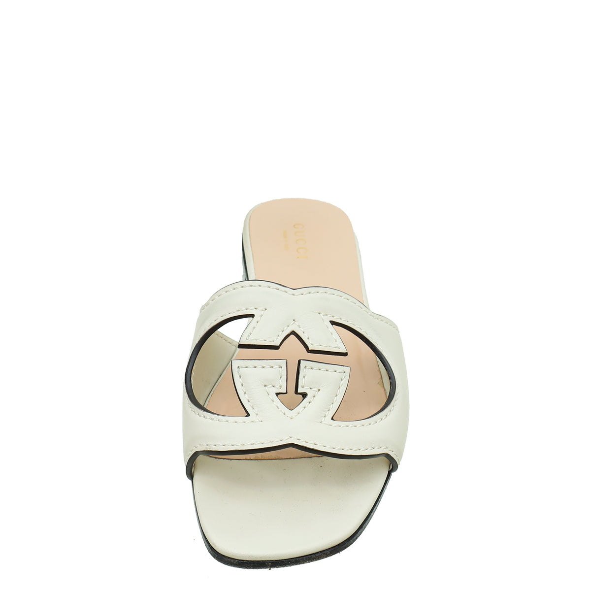 Gucci Off White Interlocking G Cut Out Slide Sandal 35-Gucci-THE CLOSET