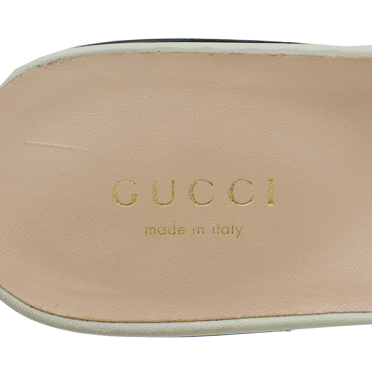 Gucci Off White Interlocking G Cut Out Slide Sandal 35