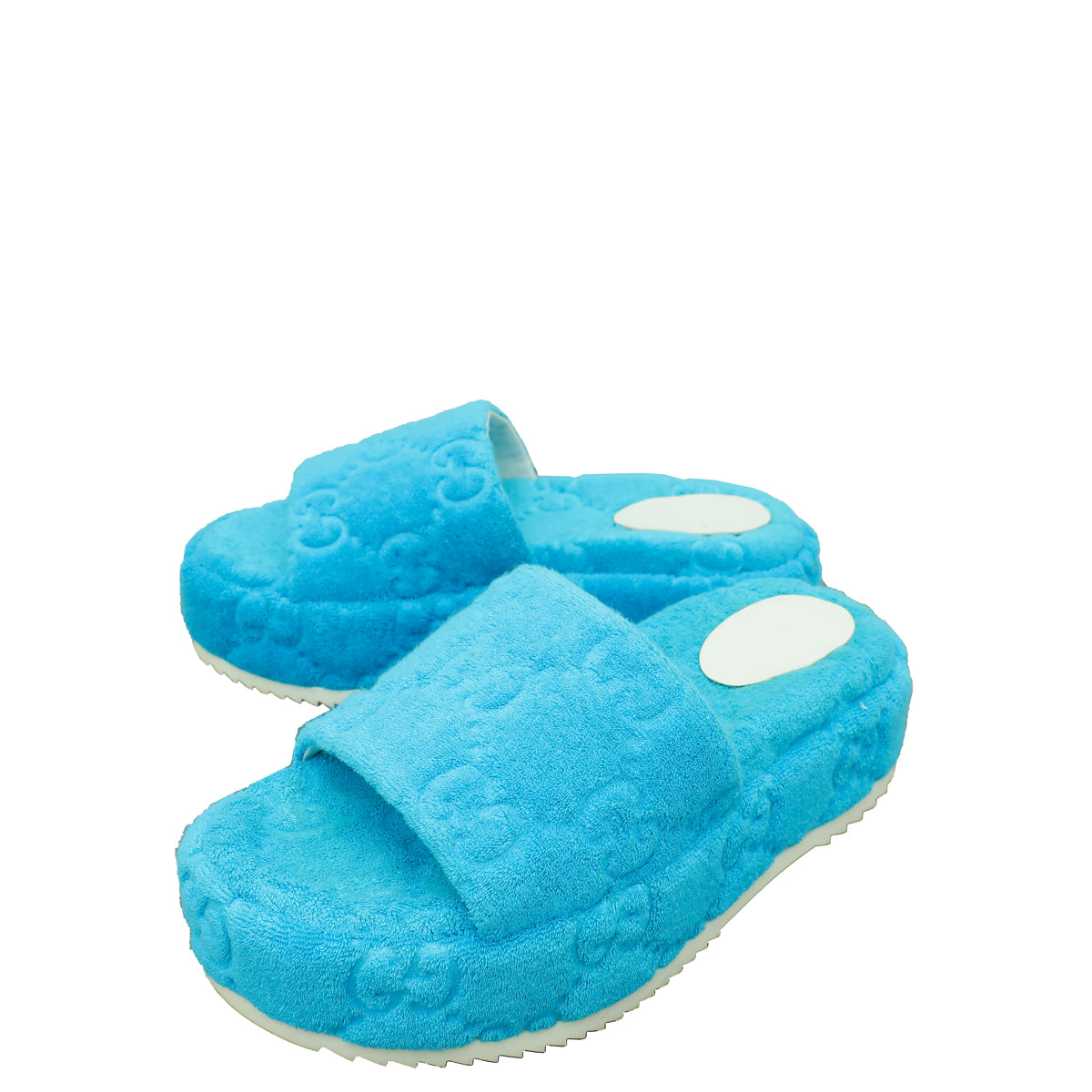 Gucci Sky Blue GG Terry Platform Slides 36.5-Gucci-THE CLOSET