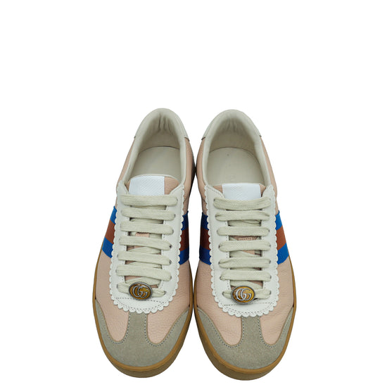 Gucci Light Pink Multicolor G74 Web Low Top Sneaker 36.5