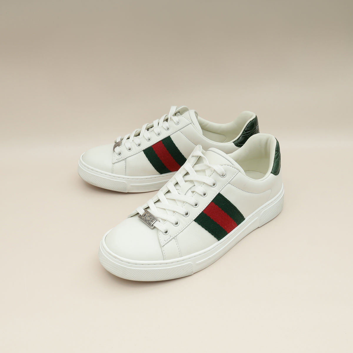 Gucci White Ace With Web Trainer Sneaker 36.5-Gucci-THE CLOSET