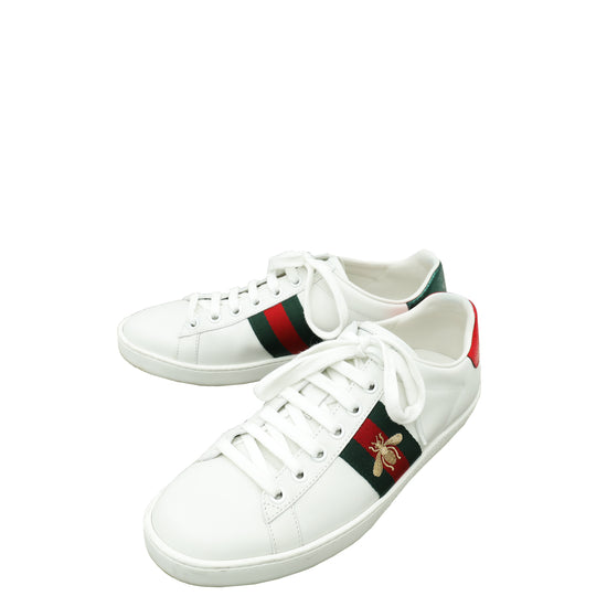 Gucci White Ace Bee Embroidered Sneaker 36.5