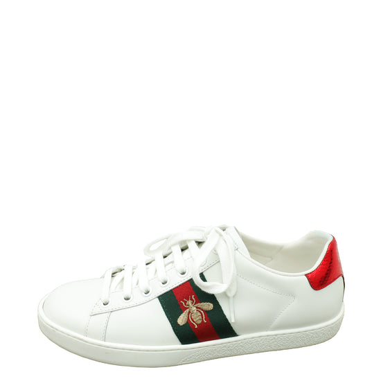 Gucci White Ace Bee Embroidered Sneaker 36.5