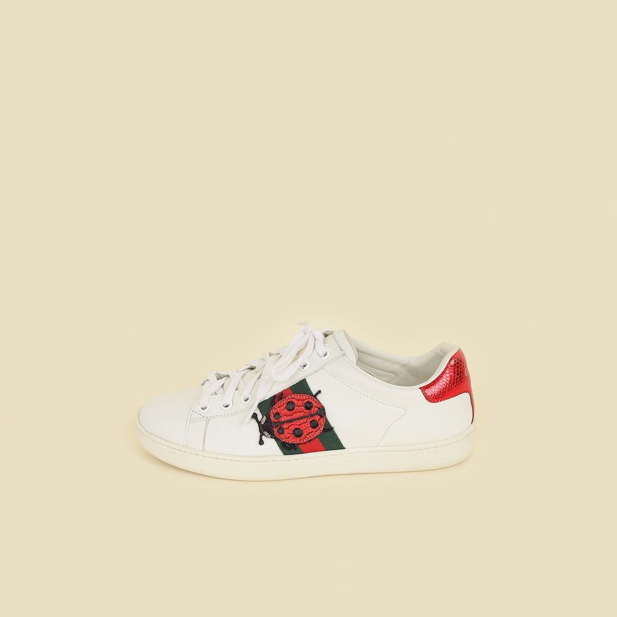 Gucci White Ace Pineapple x Ladybug Embroidered Sneakers 36.5-Gucci-THE CLOSET