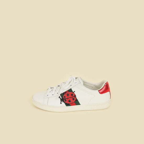 Gucci White Ace Pineapple x Ladybug Embroidered Sneakers 36.5-Gucci-THE CLOSET
