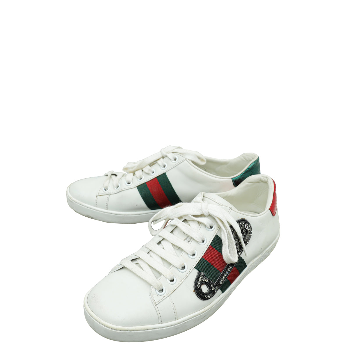Gucci White Ace Pin Crystal Embroidered Sneaker 36-Gucci-THE CLOSET