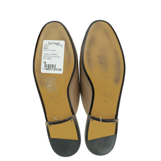 Gucci Taupe Princetown Mules 36