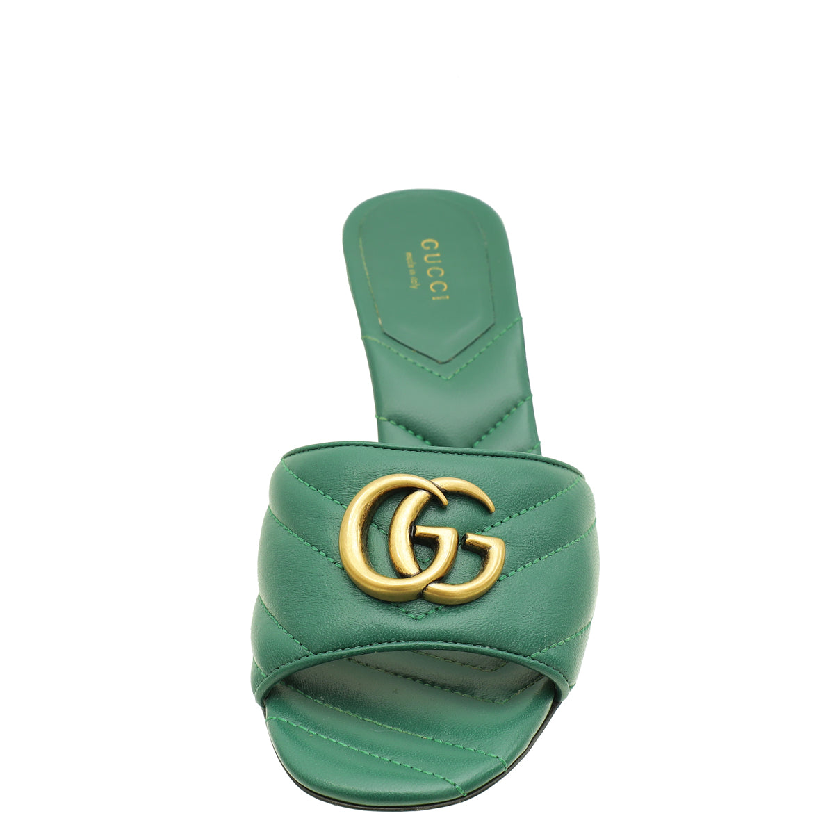 Gucci Green GG Marmont Heeled Mules 36